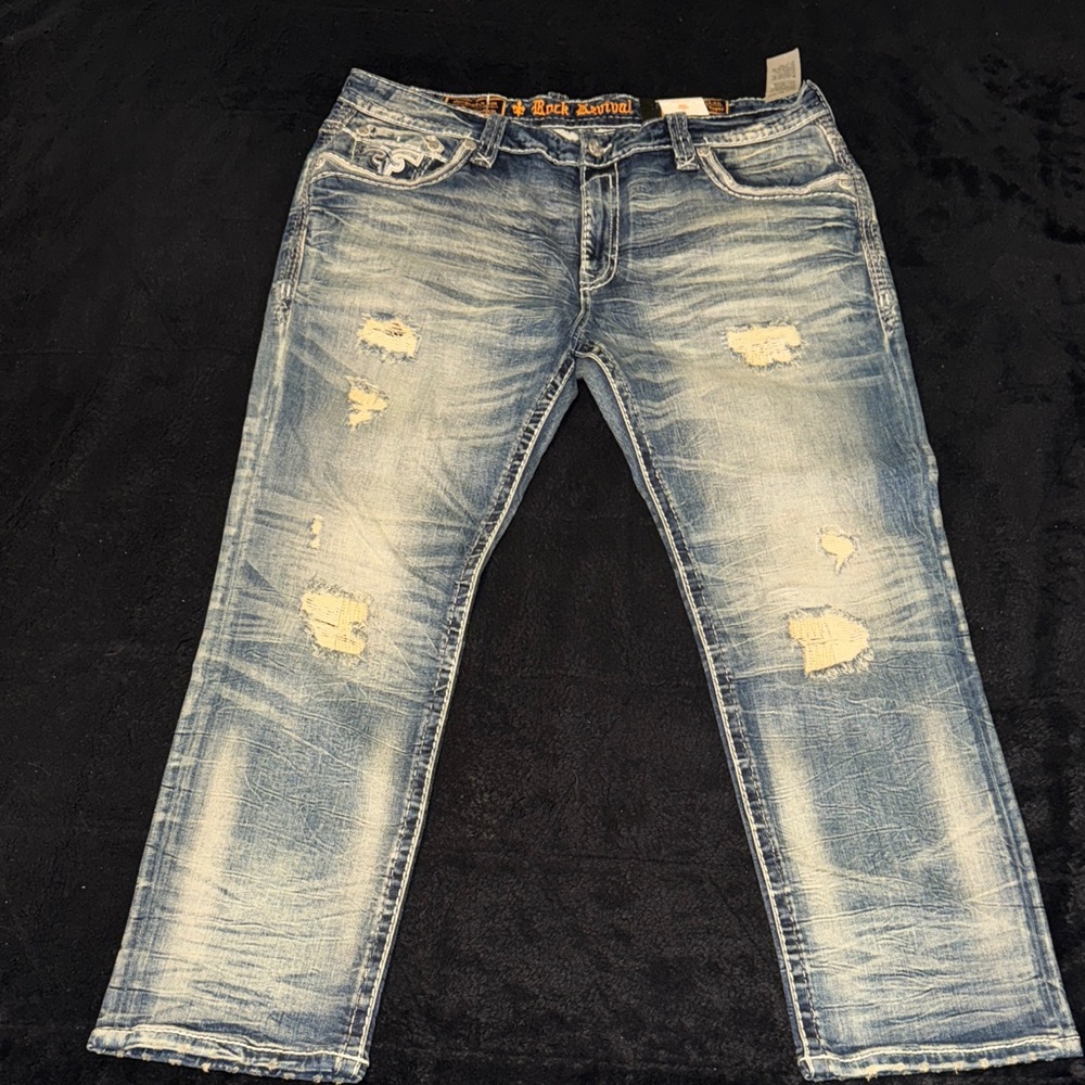 Men's Rock Revival Relaxed Taper Distressed Jeans